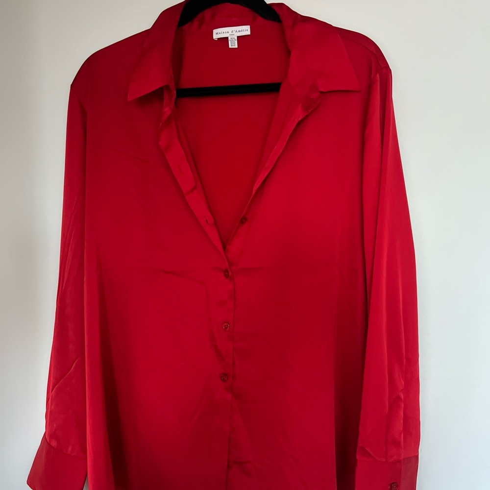Elegant Red Button-Down Shirt
